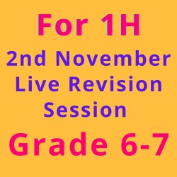 2nd November – Paper 1H Revision (Grade 6-7) Predicted topics · Past question walkthroughs · £24.99