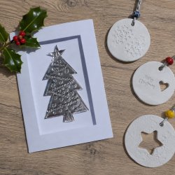 air dry clay Christmas decorations and metal embossed cards