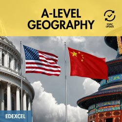 US and Chinese national symbols. The Capitol in Washington DC and Temple of Heaven in Beijing with national flags.
