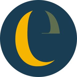 small case letter "e" in yellow and green in a dark blue circle.  Elevate image
