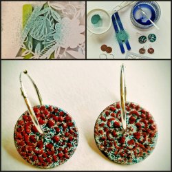 a photo of enamelled earrings and crafting kit to make
