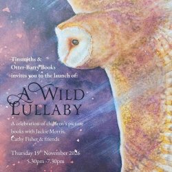 A water colour illustration of a barn owl in flight against a purple, star spotted sky