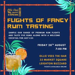 Flights of Fancy Rum Tasting at Ollie Vee's Tiki Lounge & Tapas Bar