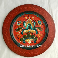 Norwegian Rosemaling - Hallingdal on Red 12" plate - July 7th and July 9th, 2026, 7:30-10:30 PM Eastern