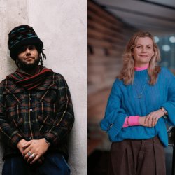 Two portraits of women side by side