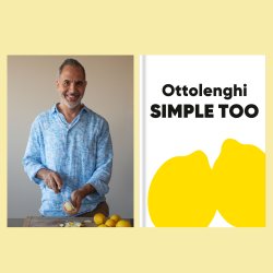 Author photo and Ottolenghi Simple Too book cover art