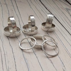 A selection of sterling silver rings showing what can be made on a ring making workshop
