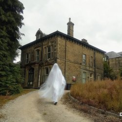 A classic ghost walks out of a typical big Buxton period house