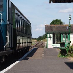 Picture of Mangapps railway platform traditional train carriage and platform credit @ Chris Voisey