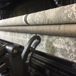 A 100 yr lace loom at MYB Textiles.