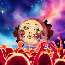 Strawberry moon and people
