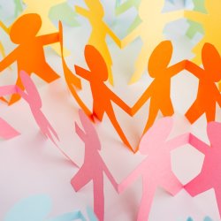 Paper cut out children indicating human rights