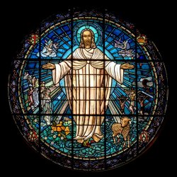 Image of Jesus Christ in a  Stained glass window