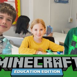 Children coding in Minecraft Education on iPads