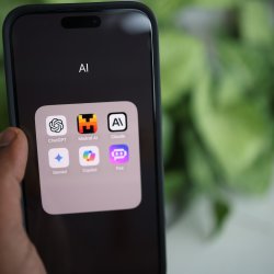 Close up of a smartphone with AI apps on the screen
