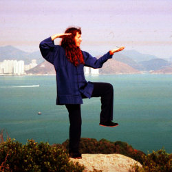 Tai Chi pose facing the sea