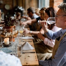 Gathering of people eating and drinking at The Cook's Place Malton