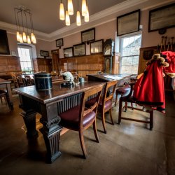 Moot Hall, Maldon - Oct '16 - (c) Marion Sidebottom - Picture insite the committee room with antique furniture, mayoral robes and pictures on the walls