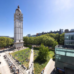 Staff and students enjoying the spring sun on campus at Imperial South Kensington campus. Image by Thomas Angus, Imperial College London