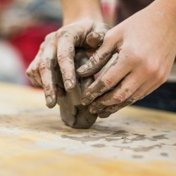 Wedging clay for pottery