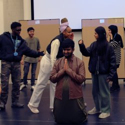 Image of students practicing Hamlet