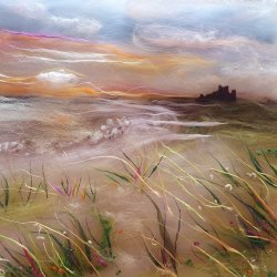 A wet felted picture of Bamburgh Castle Northumberland