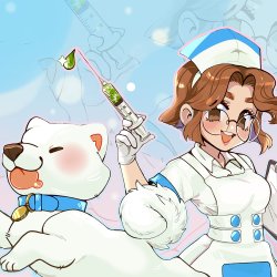 Promotional artwork for Ohayocon 2027 featuring an anime-style nurse character and a white mascot inviting attendees to Ohio's longest-running anime convention.
