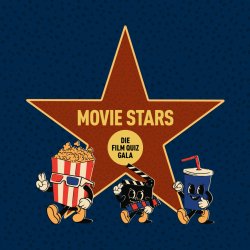 Moviestars Logo. Zu sehen ist ein Roter Stern und drei Figuren die unterhalb des Sterns stehen.