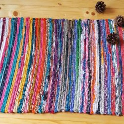 A colourful handmade rag rug