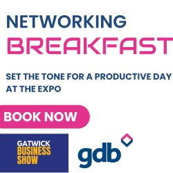 gdb and Gatwick Business Show Logo on blue background