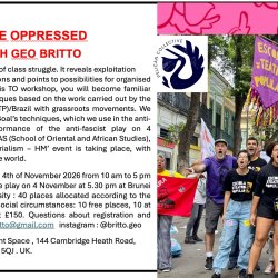 Workshop 2,3 and 4 november and a Antifascist Performance at 4th Nov 5.30pm