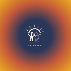A logo with two people standing together with a rainbow above them with musical notes instead of rays