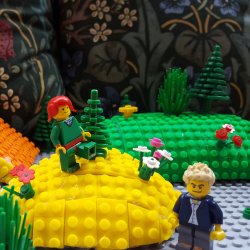 Lego hill with people
