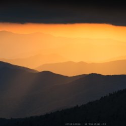 Mountain ridgelines at sunrise
