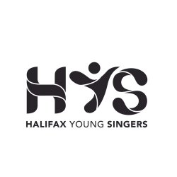 The logo of Halifax Young Singers, the black initials HYS with "Halifax Young Singers" written in full underneath