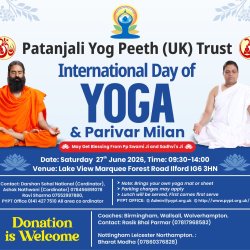 International Yoga Day & Patanjali Parivar Milan (Free Event – Register for Your Ticket)