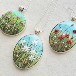 Wild Meadow Embroidered Pendant with Beth Philpot