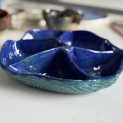 blue serving dish