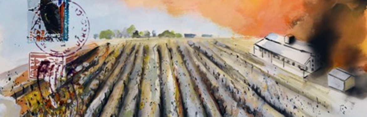 Postcard from the South, 2019 | Acrylic on paper, 50 × 97 cm