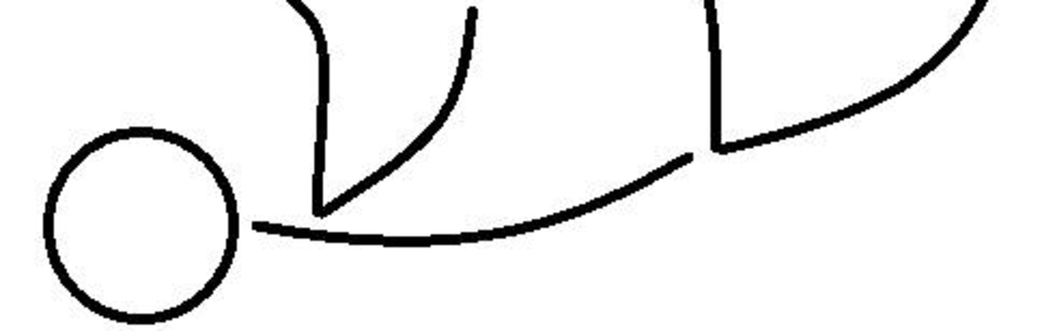 A simple stick figure, drawing in MS Paint, falling