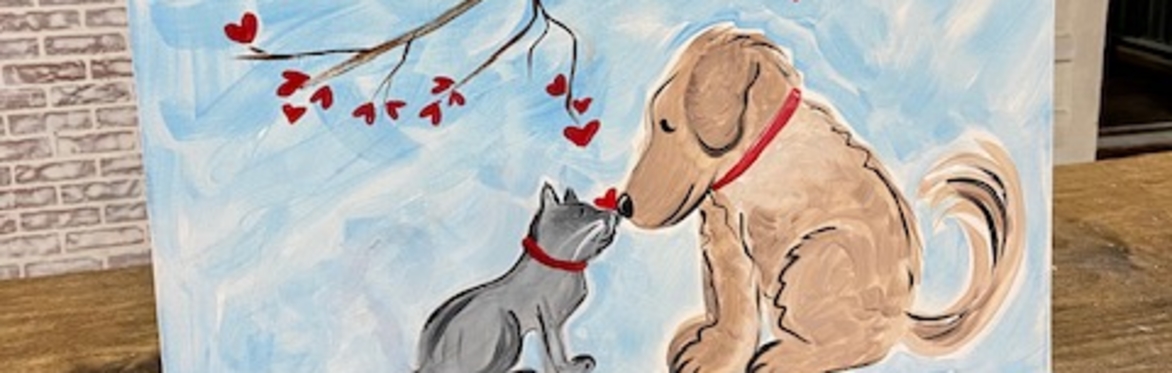 Family Fun Day Paint Classes All Ages (8+ - Adult) 16x20 "Best Friends"  Canvas