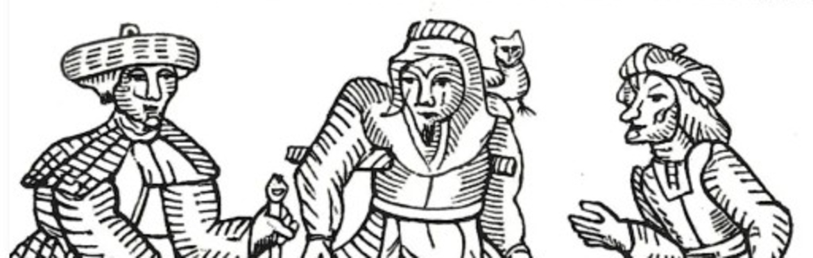 A Medieval Woodcut of Three Witches