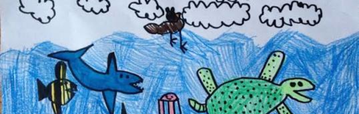 Kids' drawing of water creatures