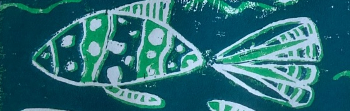 Short courses for Adults; Lino printing, two coloured technique.