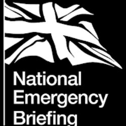 BLACK AND WHITE IMAGE OF UNION FLAG: NATIONAL EMERGENCY BRIEFING
