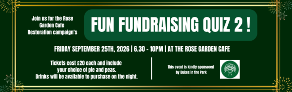green background with fireworks and the title "Fun Fundraising Quiz"