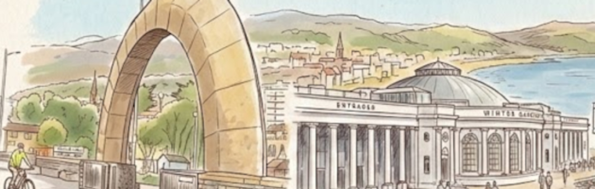 AI generated frieze of Weston-super-Mare landmarks