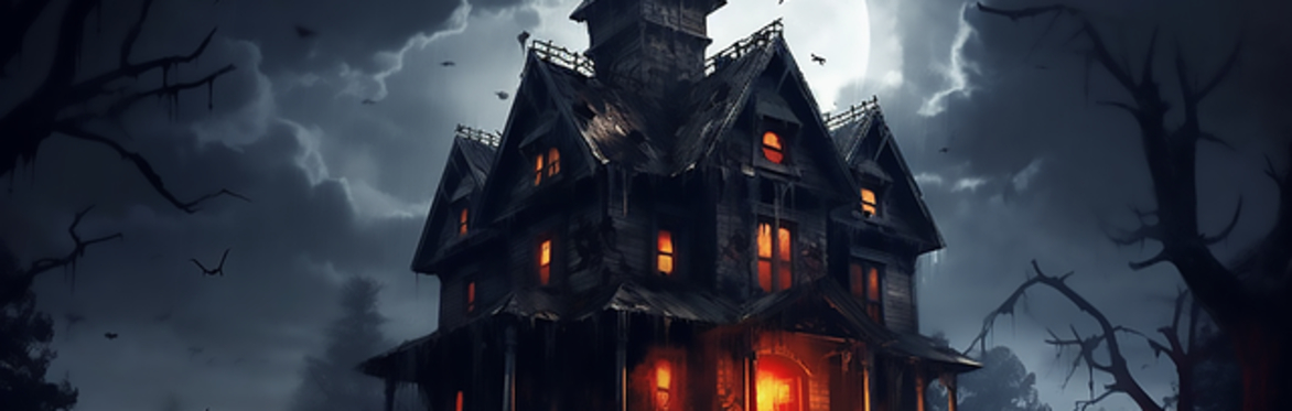haunted house in the moonlight
