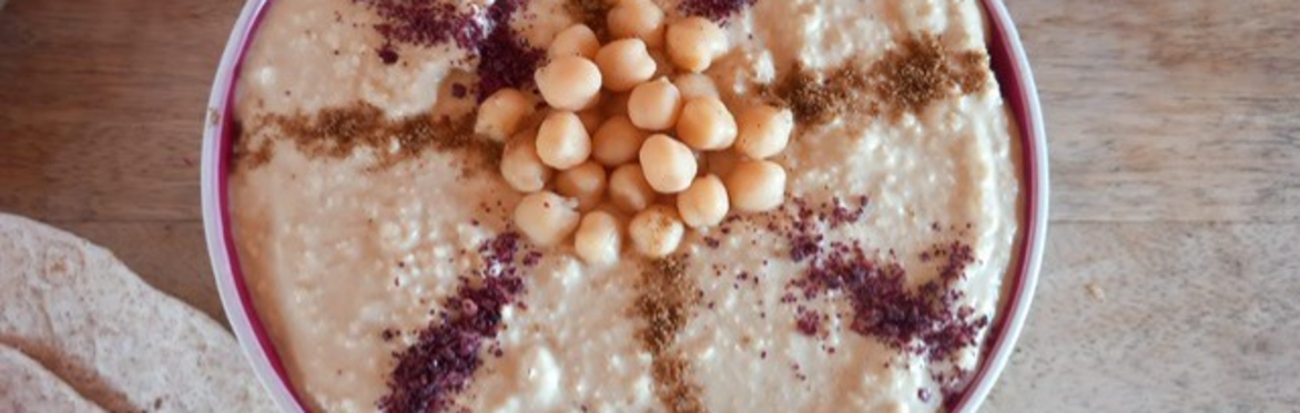 A bowl of homemade hummus