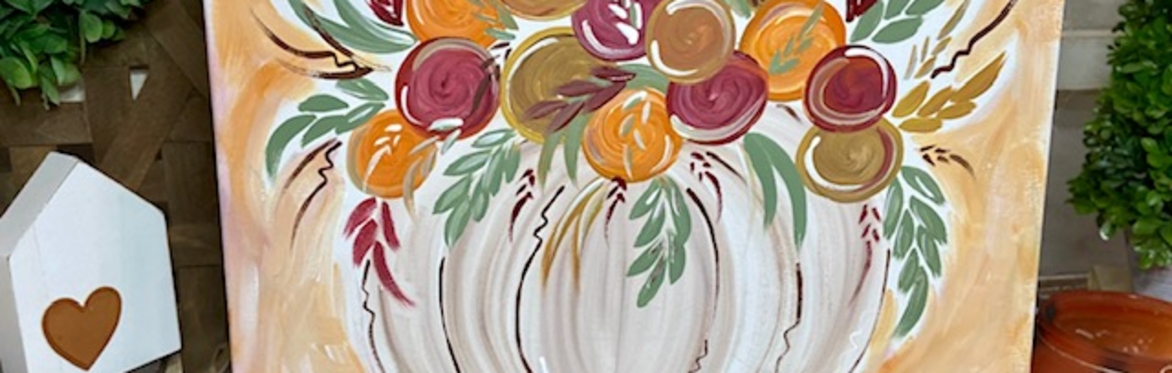 Sip and Paint "Pumpkin Flowers" Canvas